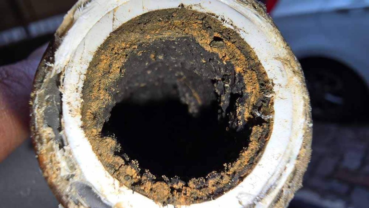 pipe clogged with dirt