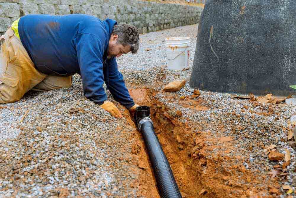 sewer line repair in progress outdoors sewer line repair in progress outdoors