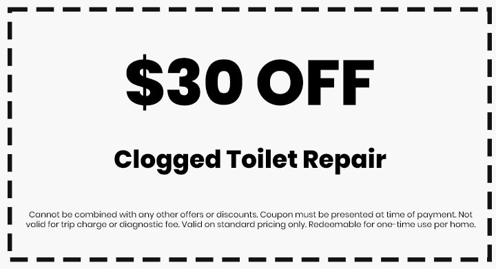 $30 Off Clogged Toilet Repair