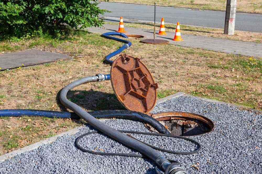 Sewer repair outdoors