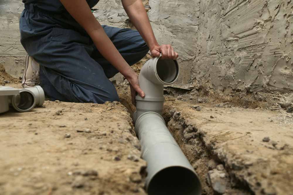 outdoor pipe repair in progress